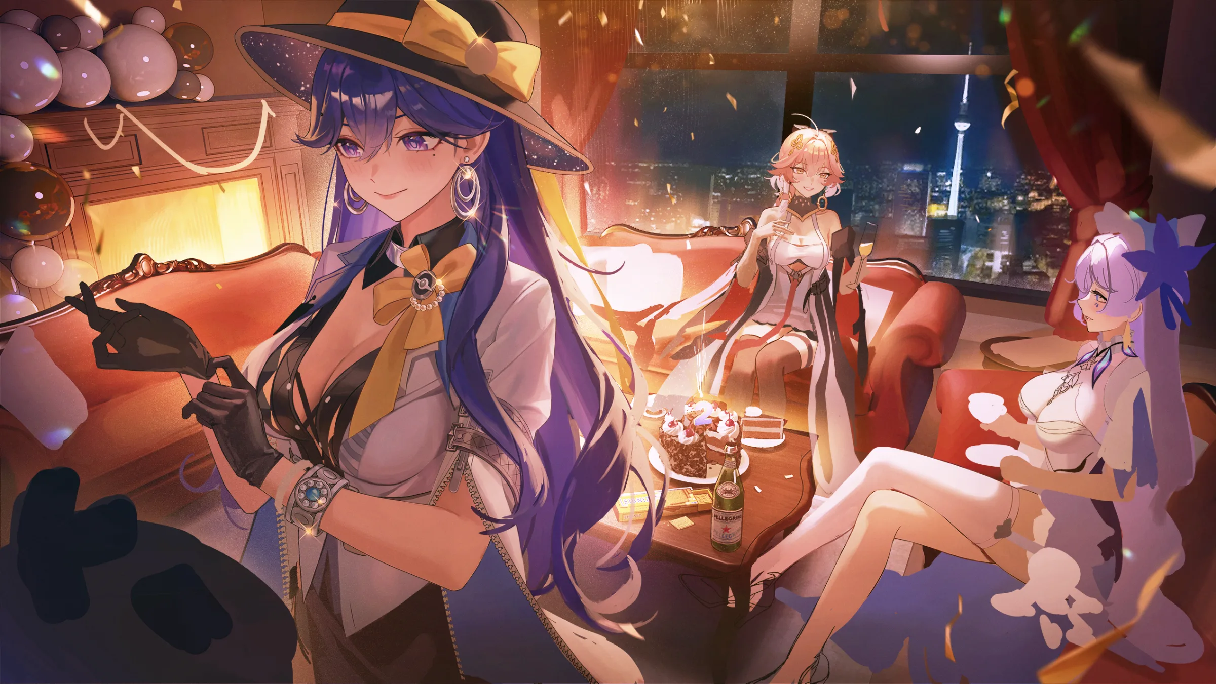 Wuthering Waves characters in an anniversary scene