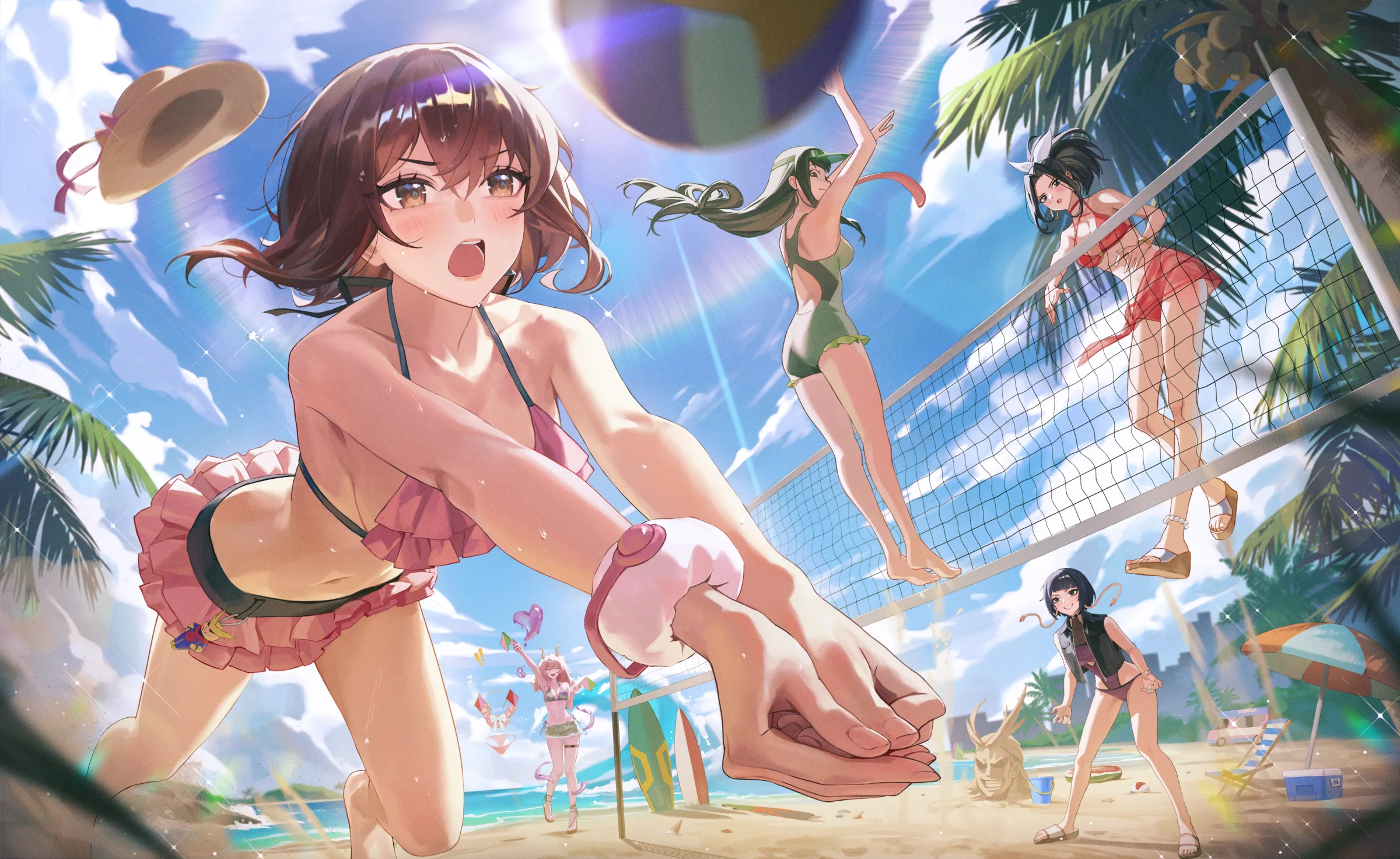 A group of characters enjoying the seaside