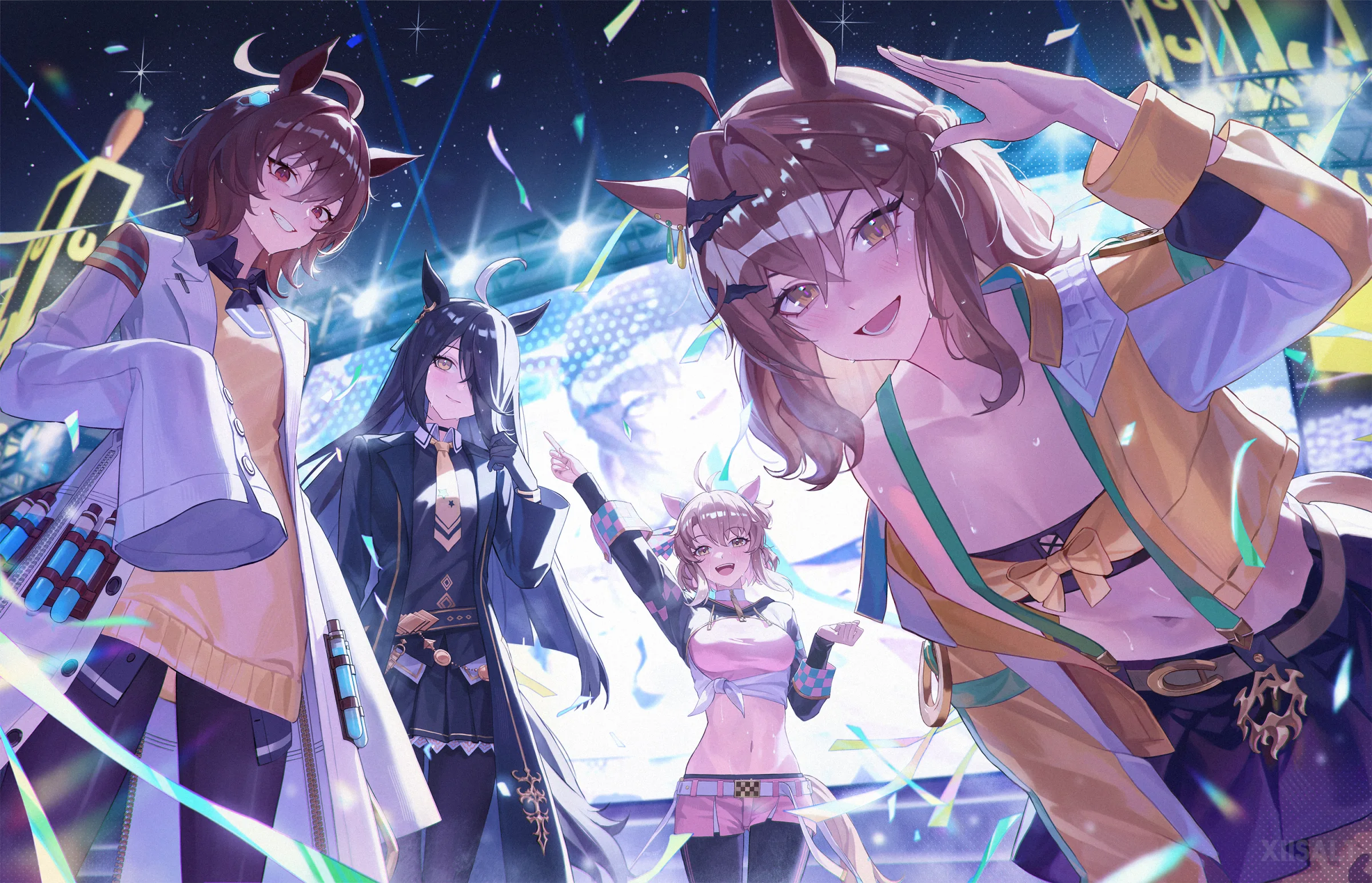 A group posing together at a concert